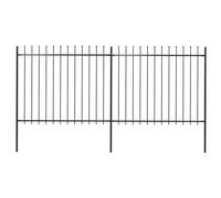 vidaXL Garden Fence with Spear Top Steel 359x150 cm Black