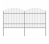 Garden Fence Steel Black (1.5-1.75)x3.4m Spear Top 2 Panels 3 Posts Heavy Duty +