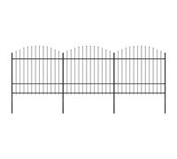 Garden Fence Black Steel 1.5-1.75m x 5.1m Spear Top 3 Panels 4 Posts HeavyDutyX