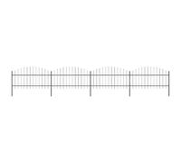 Garden Fence Black Steel 1-1.25m x 6.8m 4 Panels 5 Posts Spear Top HeavyDutyPro