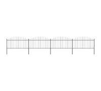 Garden Fence Steel Black 1.25-1.5m x 6.8m Spear Top 4 Panels 5 Posts Heavy-Duty