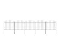 Garden Fence Steel Black 1.5-1.75m x 8.5m Spear Top 5 Panels 6 Posts Heavy-Duty