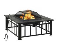 vidaXL Garden Fire Pit with Poker XXL Steel Fire Bowl Patio Heater Home Garden