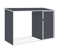 vidaXL Garden Firewood Shed Anthracite Galvanised Steel Outdoor Timber Storage