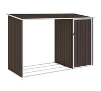 vidaXL Garden Firewood Shed Brown 245x98x159 cm Galvanised Steel UK
