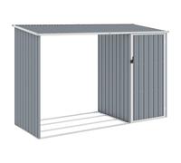 vidaXL Garden Firewood Shed Grey Galvanised Steel Outdoor Timber Storage House