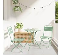vidaXL Garden Folding Chair Folding 2 pcs Green 55 x 56.5 x 91cm Steel