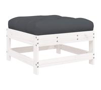 vidaXL Garden Footstool Ottoman Footrest with Cushion White Solid Wood Pine