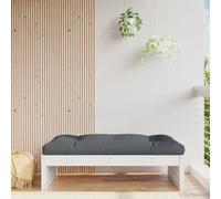 vidaXL Garden Footstool Ottoman Footrest Outdoor Stool White Solid Wood Pine