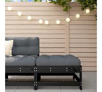 vidaXL Garden Footstool Ottoman Footrest with Cushion Black Solid Wood Pine