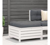 vidaXL Garden Footstool with Cushion White Solid Wood Pine