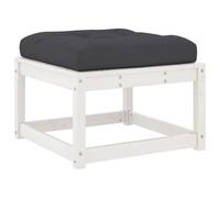 vidaXL Garden Footstool with Cushions Ottoman Footrest White Solid Wood Pine