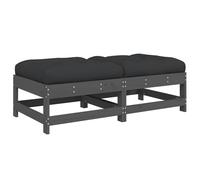 vidaXL Garden Footstools with Cushions 2pcs Grey Solid Wood Pine
