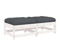 vidaXL Garden Footstools Footrest with Cushions 2 pcs White Solid Wood Pine