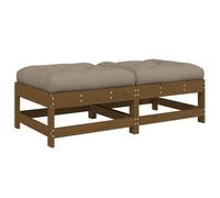 vidaXL Garden Footstools Ottoman with Cushions 2 pcs Honey Brown Solid Wood Pine