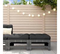 vidaXL Garden Footstools with Cushions 2pcs Grey Solid Wood Pine