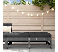 vidaXL Garden Footstools Footrest with Cushions 2 pcs Grey Solid Wood Pine