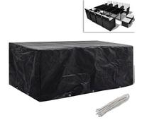 vidaXL Garden Furniture Cover 8 Person Poly Rattan Set 10 Eyelets 229x113cm, Black