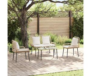 vidaXL Garden Furniture Set 4 pcs Black and Cream Poly Rattan