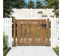 vidaXL Garden Gate Bamboo Design – Corten Weathering Steel, 105x105 cm, Lockable