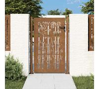 vidaXL Garden Gate 100x150 cm Corten Steel Bamboo Design