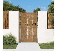 vidaXL Garden Gate 100x200 cm Corten Steel Bamboo Design