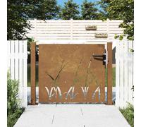 vidaXL Garden Gate 100x75 cm Corten Steel Grass Design