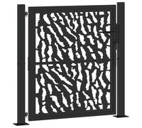 vidaXL Garden Gate 105x105 cm Steel - Black Exterior Patio Fence with Elegant Trace Design & Lockable System