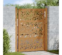 vidaXL Garden Gate 105x130 cm Weathering Steel Leaf Design