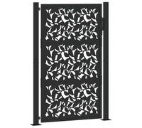 vidaXL Garden Gate 105x155 cm Black Weathering Steel Laser-cut Leaf Design - Sturdy & Lockable Patio/Driveway Metal Entrance