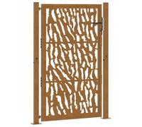 vidaXL garden gate 105x155 cm weathering steel laser-cut trace design/locked garden entryway-rusty brown
