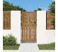 Vidaxl Garden Gate 85X200 Cm Corten Steel Bamboo Design