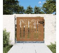vidaXL Garden Gate in Corten Steel - Laser-Cut Bamboo Design, Lockable, Easy to Assemble