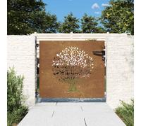 vidaXL Garden Gate Fence Panel - Laser-Cut Tree Design - Corten Steel 85x75 cm - Lockable
