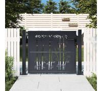vidaXL Garden Gate Anthracite 100x100 cm Steel Bamboo Design
