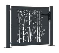 vidaXL Garden Gate Anthracite 100x100 cm Steel Bamboo Design