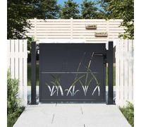 vidaXL Garden Gate Anthracite 100x100 cm Steel Grass Design