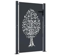 vidaXL Garden & Driveway Gate Tree Design – Anthracite Steel, Lock & Handle, 105x130 cm