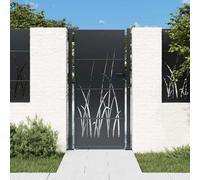 vidaXL Garden Gate Anthracite 100x175 cm Steel Grass Design
