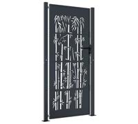 vidaXL Garden Gate, Driveway Gate for Outdoor Yard, Fence Gate with Lock and Handle, Fence Panel, 100x200 cm Anthracite Steel Bamboo Design
