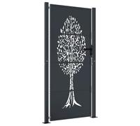 Garden Gate Anthracite Galv. Steel Powder-Coated 105x205cm Laser Cut Lockable HD