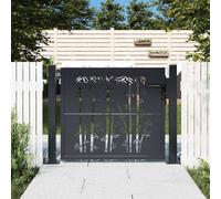 vidaXL Garden Gate Anthracite 100x75 cm Steel Bamboo Design