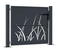 vidaXL Garden Gate Anthracite 100x75 cm Steel Grass Design
