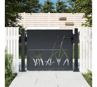 vidaXL Garden Gate Anthracite 100x75 cm Steel Grass Design