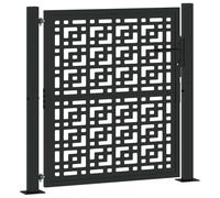 vidaXL Garden Gate Black 105x106 cm Steel Cross Design