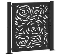 vidaXL Garden Gate – Steel Flame Design – Black – 105x106 cm – Lockable