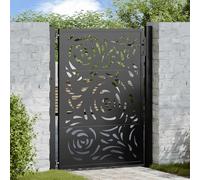 vidaXL Garden Gate Steel Flame Design - Weathering Steel, Lock & Key - Black 105x130 cm