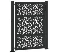 vidaXL Garden Gate Black 100x125 cm Steel Leaf Design