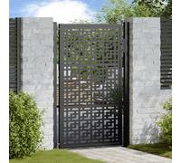 vidaXL Garden Gate Black 100x150 cm Steel Cross Design