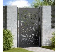 vidaXL Garden Gate Black 100x150 cm Steel Flame Design